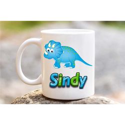 personalised dinosaur mug , kids dinosaur mug, birthday gift mug