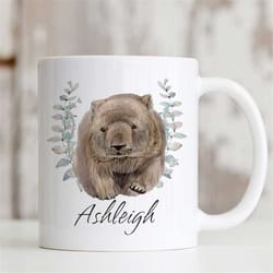 wombat in wreath mug - personalised mug