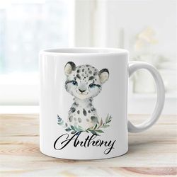 snow leopard mug - personalised snow leopard mug