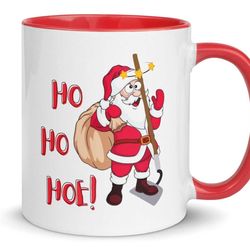 ho ho hoe mug, festive santa mug, funny christmas gift, christmas gift for gardener, play on words xmas mug, funny santa
