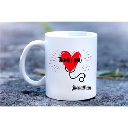 nurses and doctors gift personalised mug,stethoscope coffee mug, a funny and unique gift mug.