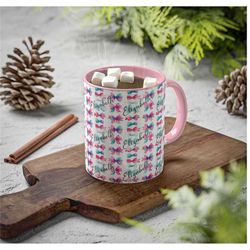 personalized girls bow mug watercolor bows mug custom name gift for girls ballet gifts toddler gifts drinking cup colorf