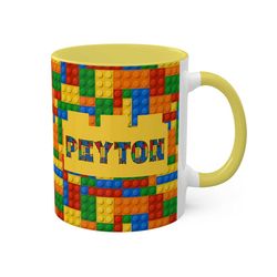 personalized building block mug custom name gift for boys builder gifts toddler gifts drinking cup colorful mugs kids cu
