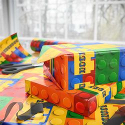 building block wrapping paper custom name boys gift wrap builder blocks birthday christmas paper gift wrap personalized