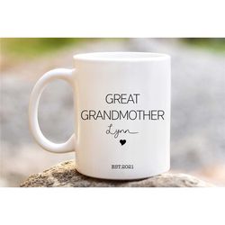 great grandmother mug, pregnancy announcement, great grandma mug, customised mug, personalised gift, custom name and es