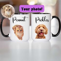 custom pet portrait pet photo name mug dog mug dog coffee cup dog mom mug personalized cat dad mug new dog personalized