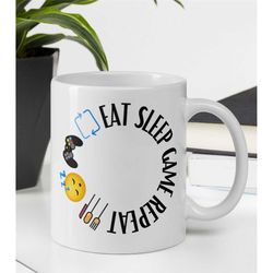 gamer mug eat sleep game repeat coffee tea mug funny gaming gift video game birthday gift for dad son gamer gift gaming