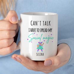 personalized social worker mug, fairy magic, custom gift for case managers, family therapy, bcba birthday, cbt work, aba