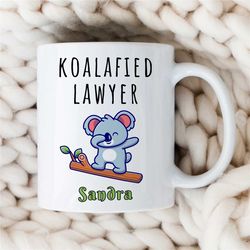 Personalized 'Koalafied Lawyer' Mug, Custom Gift for Attorneys, Koala, Appreciation, Coworker Birthday, Mom/Dad, Men/Wom