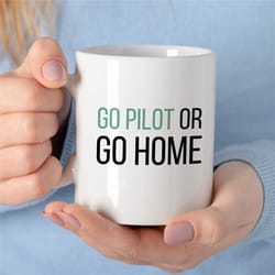 go pilot or go home, simple mug for flying instructor, aviation graduation, for husband, dad passing drone exam, men, be