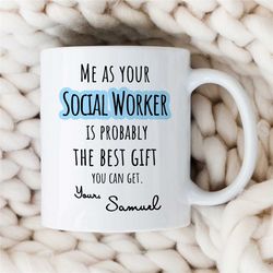 custom social worker mug, personalized gift for case managers, family therapy, bcba birthday, cbt work, aba appreciation