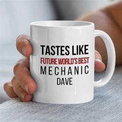 personalized 'world's best mechanic' mug, custom gift for gearhead, car lover dad, for him, motorbike & automotive mecha