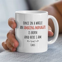 personalized 'amazing manager' mug, custom gift for boss, coworker birthday, job appreciation, work office decor, profes