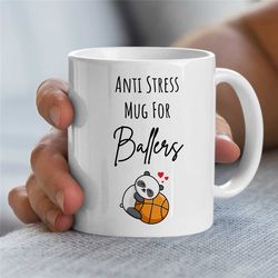 cute panda mug for basketball coach, animal b-ball cup, for hooper, baller, team gift, birthday present for boys, nephew