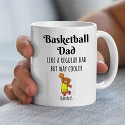 personalized 'basketball dad' mug, custom sports gift, unqiue fan, men birthday present, for him, way cooler, teddy bear