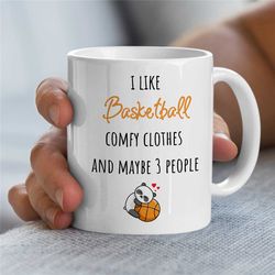 mug for introverted basketball coach, cute panda b-ball cup, for hooper, baller, team gift, birthday present for boys, n