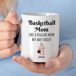 personalized 'basketball mom' mug, custom sports gift, unqiue fan gift, girl, women birthday present, for niece, for her