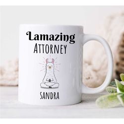 custom 'lamazing attorney' mug, meditating lama, personalized gift for lawyers, appreciation, coworker birthday, mom/dad