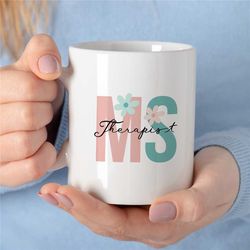 personalized initials, therapist mug, custom gift for counselor, family therapy appreciation, bcba thank you, cbt birthd