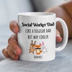 custom 'social worker dad' mug, personalized gift for case managers, family therapy, bcba birthday, cbt, bunny, reindeer