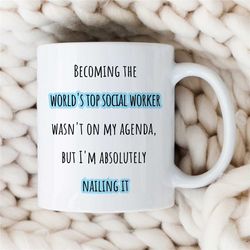 world's top social worker mug, empowering, gift for case manager, family therapy, thank you gift, bcba birthday, cbt wor