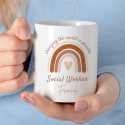 custom social worker mug, empowering, personalized gift for case managers, family therapy, bcba birthday, cbt work, aba,