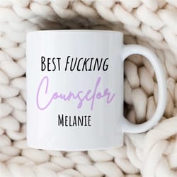 custom 'best f...ing counselor' mug, personalized gift for therapist, bcba birthday, cbt work, aba, family therapy appre
