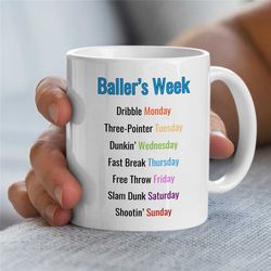 baller's week mug, for basketball coach, b-ball cup, for hooper, baller terms, team gift, birthday present for boys, nep