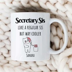 custom 'secretary sis' mug, personalized cat gift for assistant, coworker birthday, receptionist, work anniversary, tele