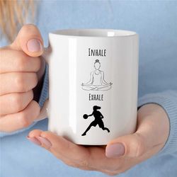 mug for female baller, meditation and b-ball gift for girlfriend, sports mug for coach, cup for hooper, birthday present