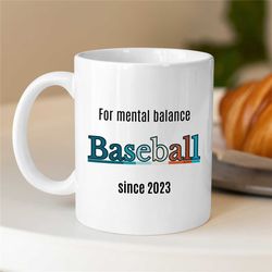 personalized baseball player mug, with year, custom cup for fan, pitcher boyfriend, for him/her, coach, men, nephew, sof