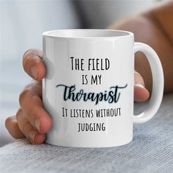 baseball player mug, the field is my therapist, cup for fan, pitcher boyfriend, for him/her, coach, men, batting nephew,