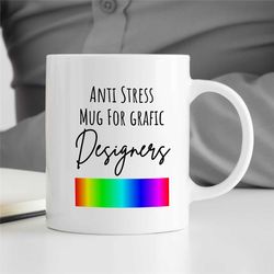 anti stress mug for graphic designer, color scale, palette, artist birthday, coworker, office mug, creative profession,