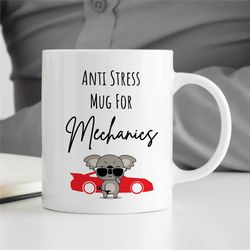 Koala Mechanic Mug, Funny Gift for Gearhead, Car Lover Dad, Motorbike & Automotive Mechanic, Birthday, For him, Annivers