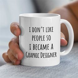 introverted graphic designer gift, artist birthday, coworker, office mug, creative profession, husband, wife, anniversar