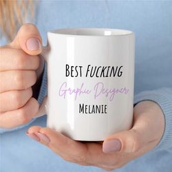 personalized 'best graphic designer' mug, custom artist birthday for her, coworker, office mug, creative profession, wif
