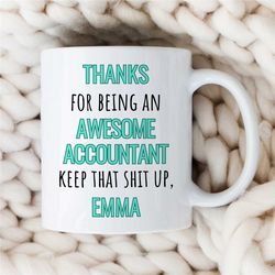 personalized mug for accountants, custom graduation gift for cpa, humorous anniversary mug, office mug, financial guru,