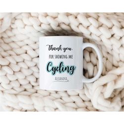 custom gift for bicycle lovers, personalized cycling mug, customizable bicycle gift, bicycling mug, unique present for c