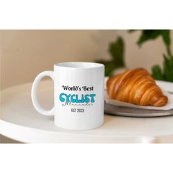 custom bicycling mug, personalized cyclist gift, customizable bicycle mug gift, bike-themed father's day gift, unique bi