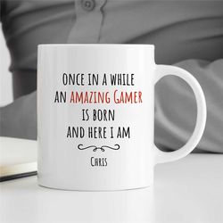 custom computer gamer cup, personalized gamer coffee mug, customized gamer mug, grandkid gift ideas, unique gamer cup, p