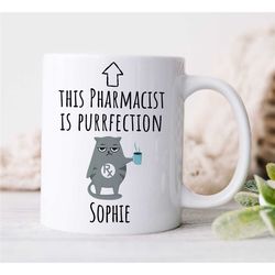personalized mug for pharmacy technician, custom pharma cup, unique medical gift, pill roller, healer, female coworker g