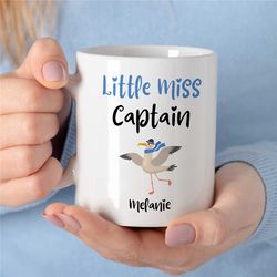 custom 'little miss captain' mug, personalized gift for sailor, sea lover, wife appreciation, girlfriend, women, ship ow