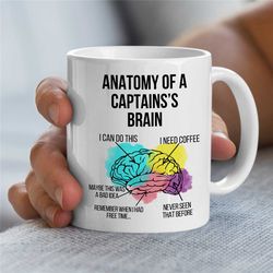 anatomy of a captain's brain, mug for sailors, sea lover, husband appreciation, boyfriend thank you, men, ship owner, fo
