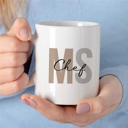 personalized chef's initials mug, custom gift for cook, gastronomy appreciation, culinary school graduate, gourmet,cater