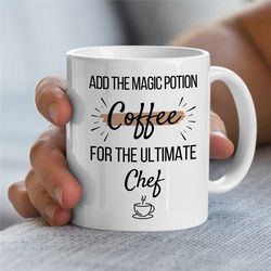 chef mug, magic potion coffee, gift for cook, gastronomy appreciation, culinary school graduate, gourmet, thank you, cat