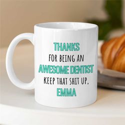 unique doctor birthday present, personalized dentist mug, custom dental cup, graduation gift, dentist retirement, hygien