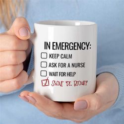 personalized gift for medical student, custom mug for docs, unique cup for internists, gyn, cardiologist thank you, anes