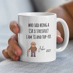 custom csr mug, granpa motif, personalized gift for customer service rep, job appreciation, profession, colleague leavin