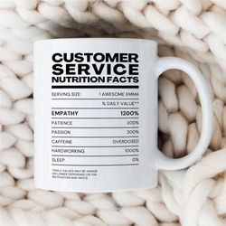 personalized cs nutrition facts mug, custom gift for customer service rep, job appreciation, profession cup, colleague l