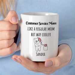Custom 'Customer Service Mom' Mug, Personalized Gift for CSR, Job Appreciation, Profession Cup, Colleague Leaving, Offic